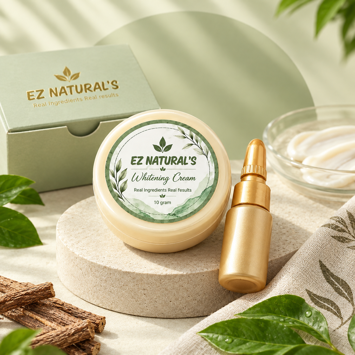 EZ Natural’s Whitening Cream (18g) & Glow Serum Duo